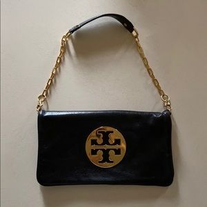 Tory Burch Leather Flap Clutch with Strap